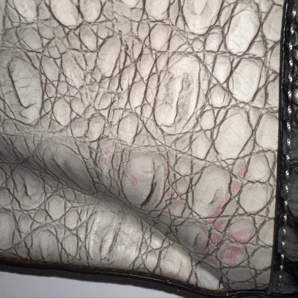 Guess Rhonda Croc Tote Bag Laptop Work Bag Ivory Gray And Mustard - Picture 9 of 10